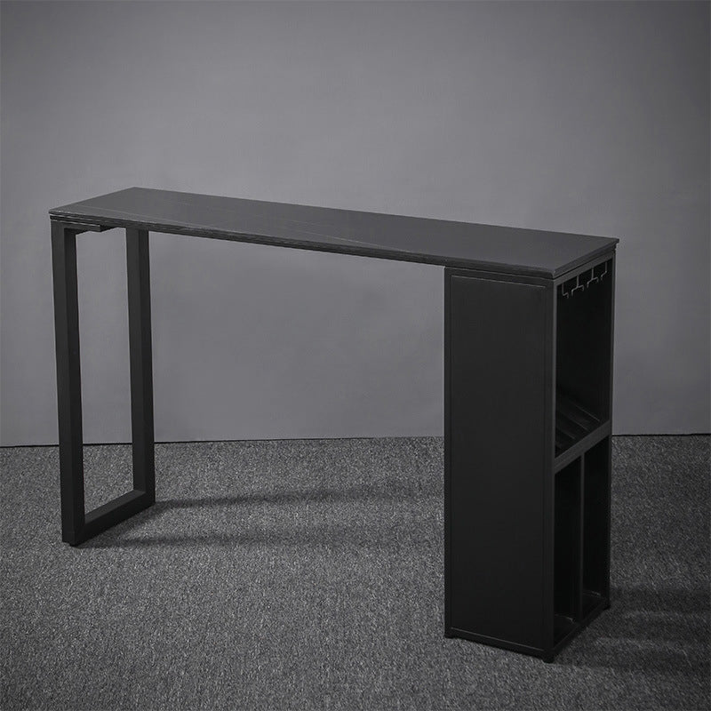 Modern Rectangle Bar Table Set 1/3 Pcs Stone Top Bar Table and Upholstered Stools