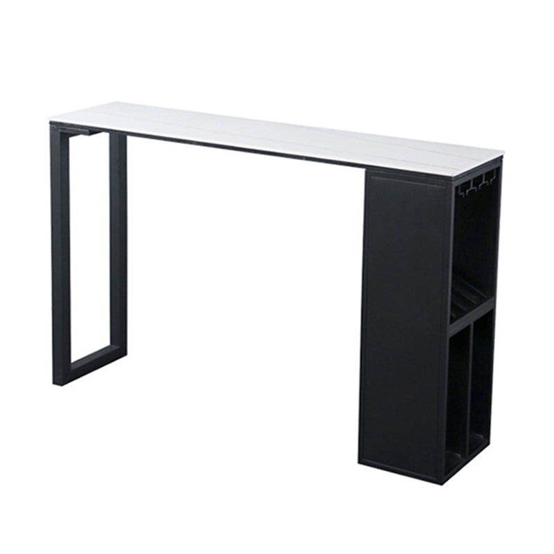 Modern Rectangle Bar Table Set 1/3 Pcs Stone Top Bar Table and Upholstered Stools