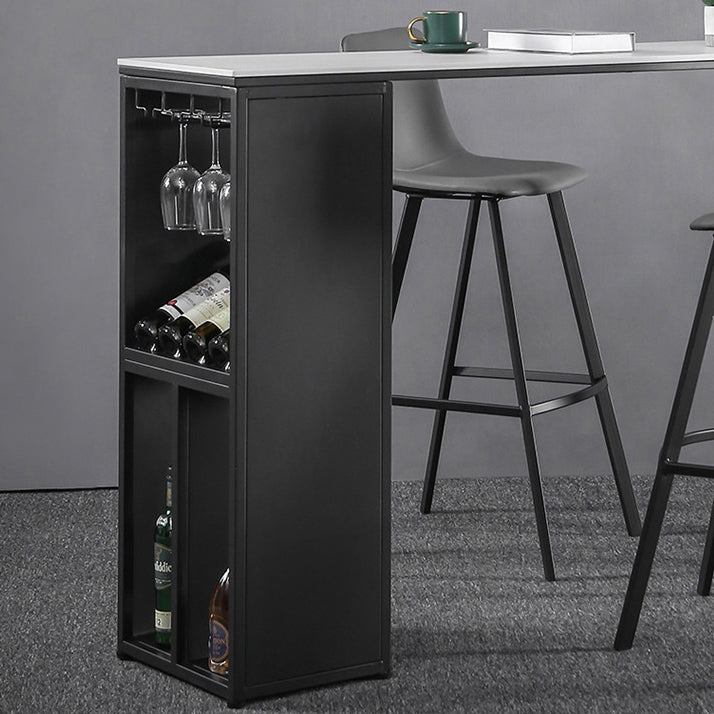 Modern Rectangle Bar Table Set 1/3 Pcs Stone Top Bar Table and Upholstered Stools