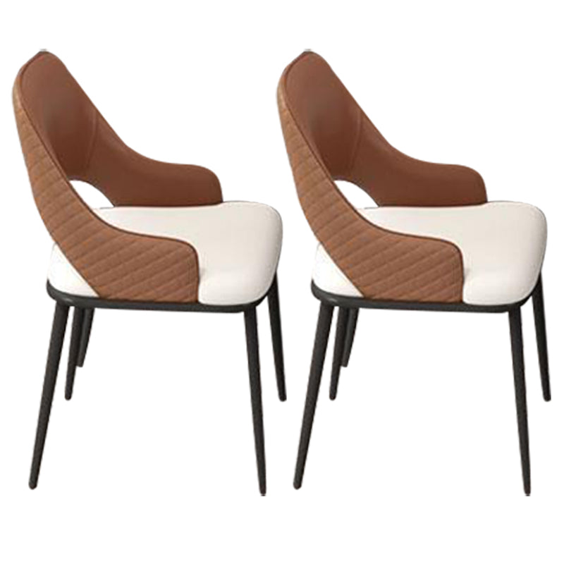 Glam Kitchen Dining Chair Metal Legs Open Back Dining Arm Chair