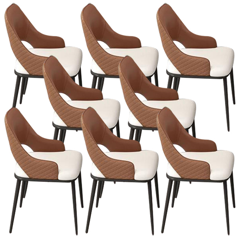 Glam Kitchen Dining Chair Metal Legs Open Back Dining Arm Chair