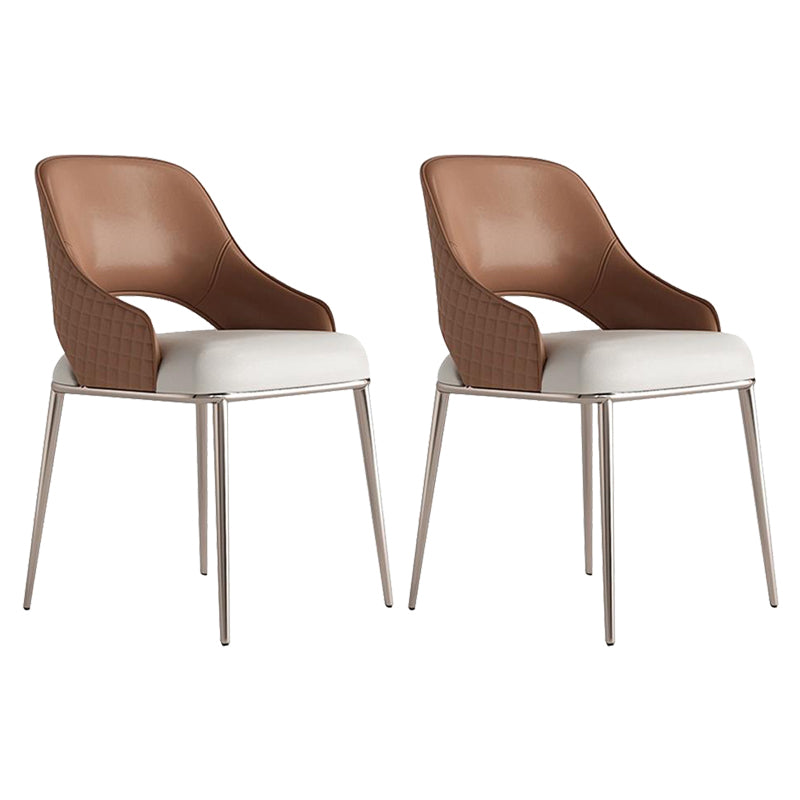 Glam Kitchen Dining Chair Metal Legs Open Back Dining Arm Chair