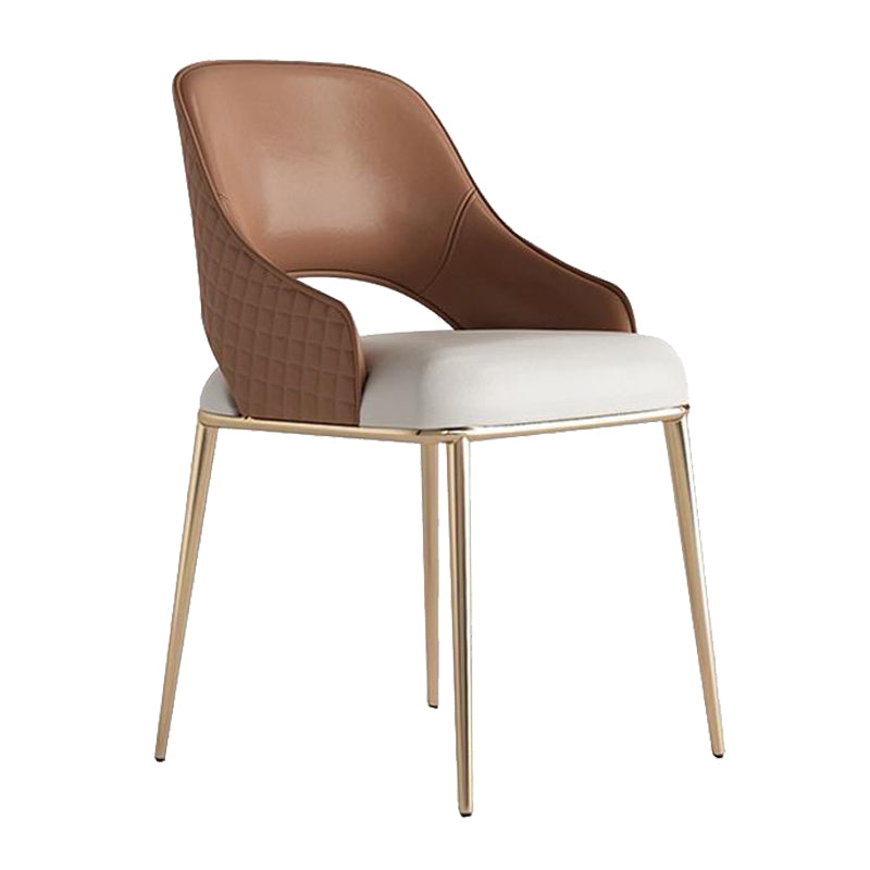 Glam Kitchen Dining Chair Metal Legs Open Back Dining Arm Chair