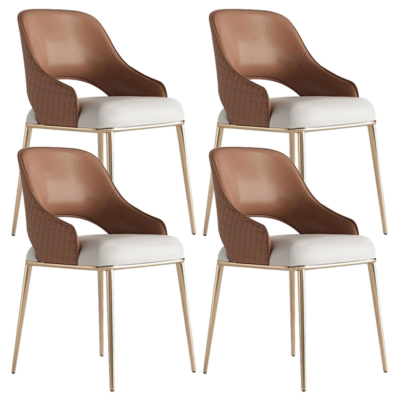 Glam Kitchen Dining Chair Metal Legs Open Back Dining Arm Chair