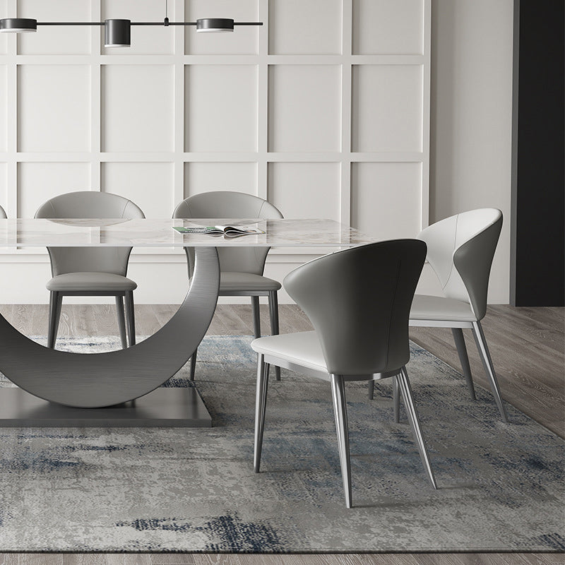 Kitchen Contemporary Side Chair Gray Legs Wingback Dining Chair