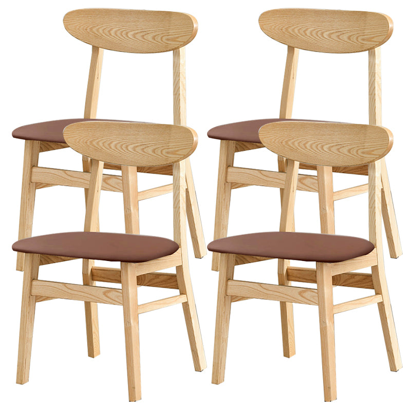 Open Back Dining Side Chair Contemporary Solid Wood Dining Chair