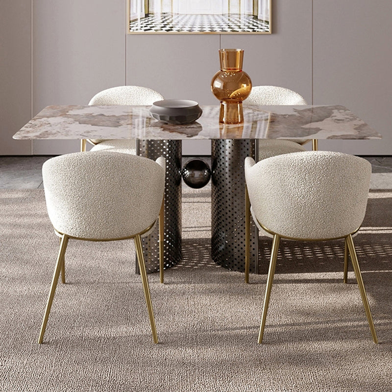 Kitchen Modern Indoor Chair Upholstered Arm Chair with Gold Legs