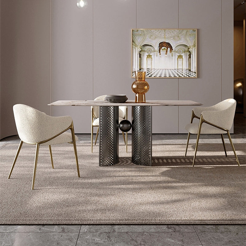 Kitchen Modern Indoor Chair Upholstered Arm Chair with Gold Legs