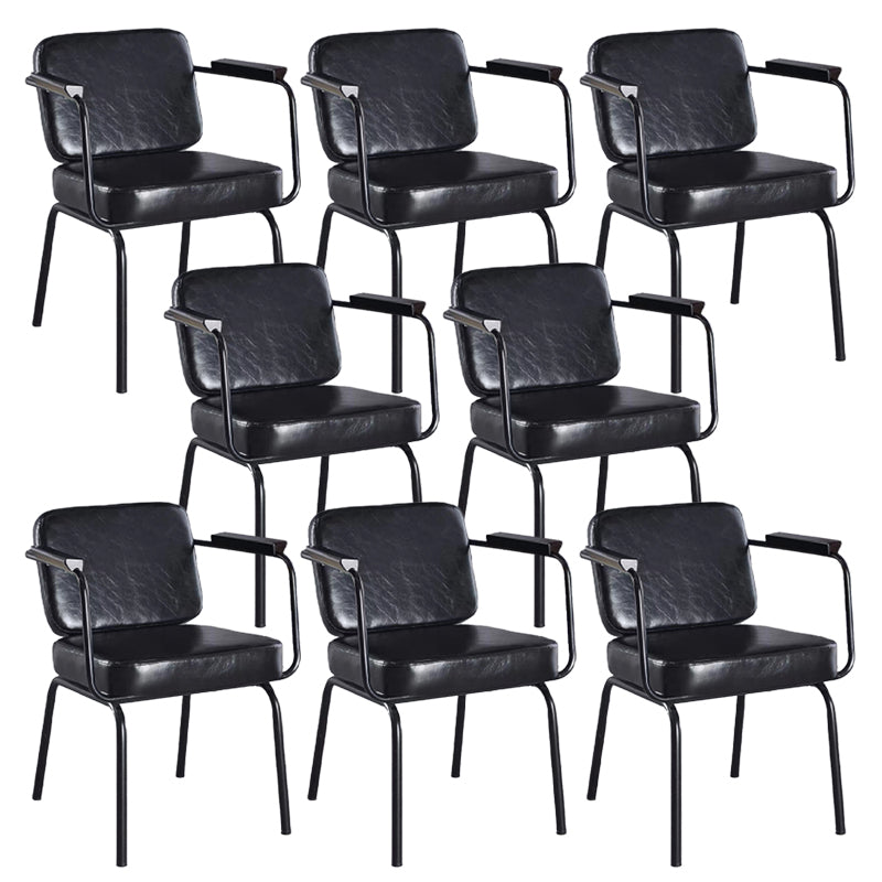 Contemporary Kitchen Dining Chair Upholstered Arm Chair in Black Legs