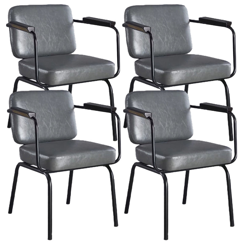 Contemporary Kitchen Dining Chair Upholstered Arm Chair in Black Legs