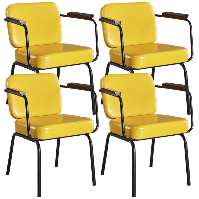 Contemporary Kitchen Dining Chair Upholstered Arm Chair in Black Legs