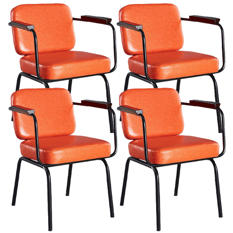 Contemporary Kitchen Dining Chair Upholstered Arm Chair in Black Legs