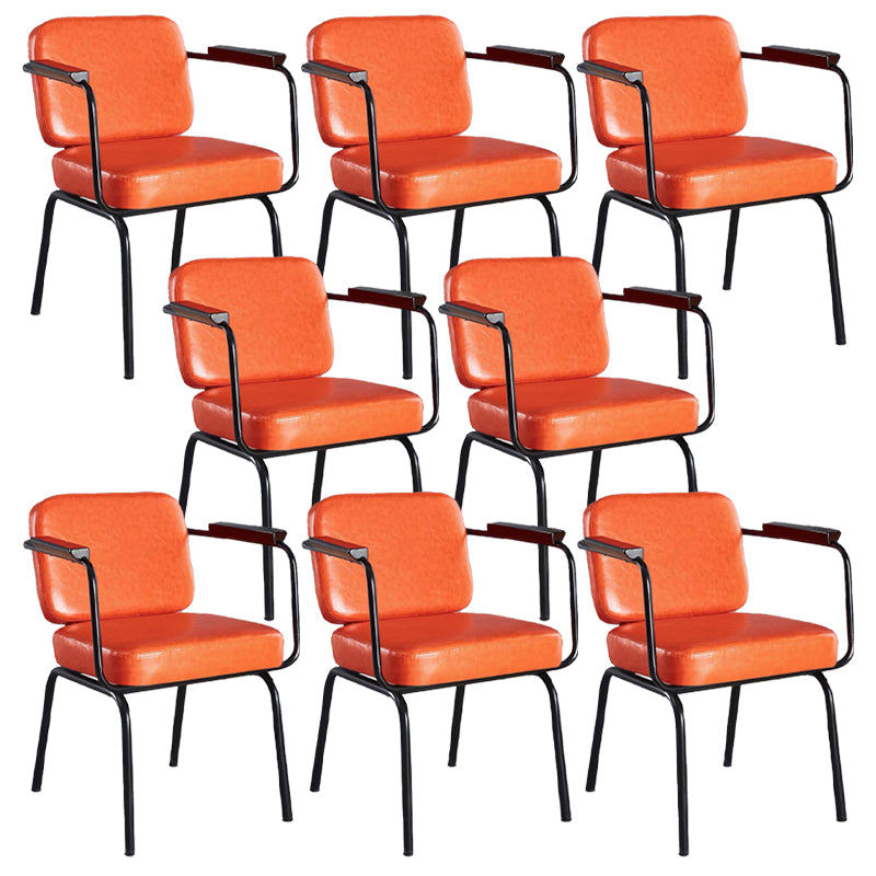 Contemporary Kitchen Dining Chair Upholstered Arm Chair in Black Legs