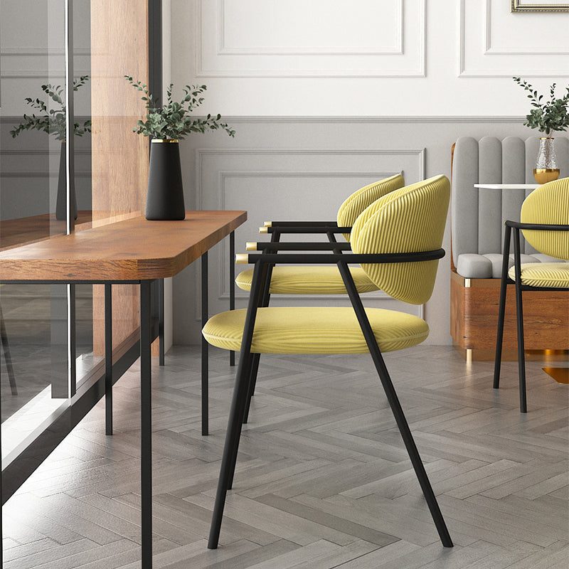 Contemporary Kitchen Dining Arm Chair Black Legs Open Back Dining Chair