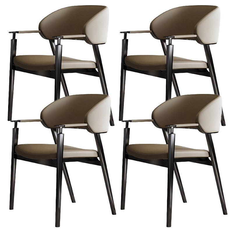 Glam Faux Leather Dining Chairs Dining Arm Chair with Upholstered