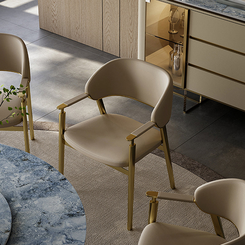 Glam Faux Leather Dining Chairs Dining Arm Chair with Upholstered