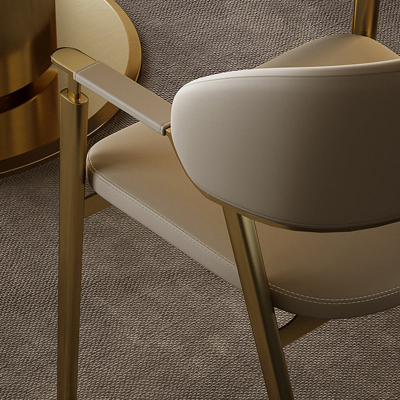 Glam Faux Leather Dining Chairs Dining Arm Chair with Upholstered