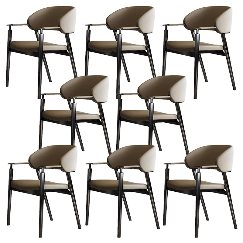 Glam Faux Leather Dining Chairs Dining Arm Chair with Upholstered