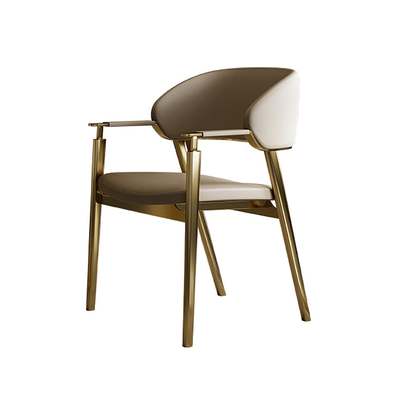 Glam Faux Leather Dining Chairs Dining Arm Chair with Upholstered