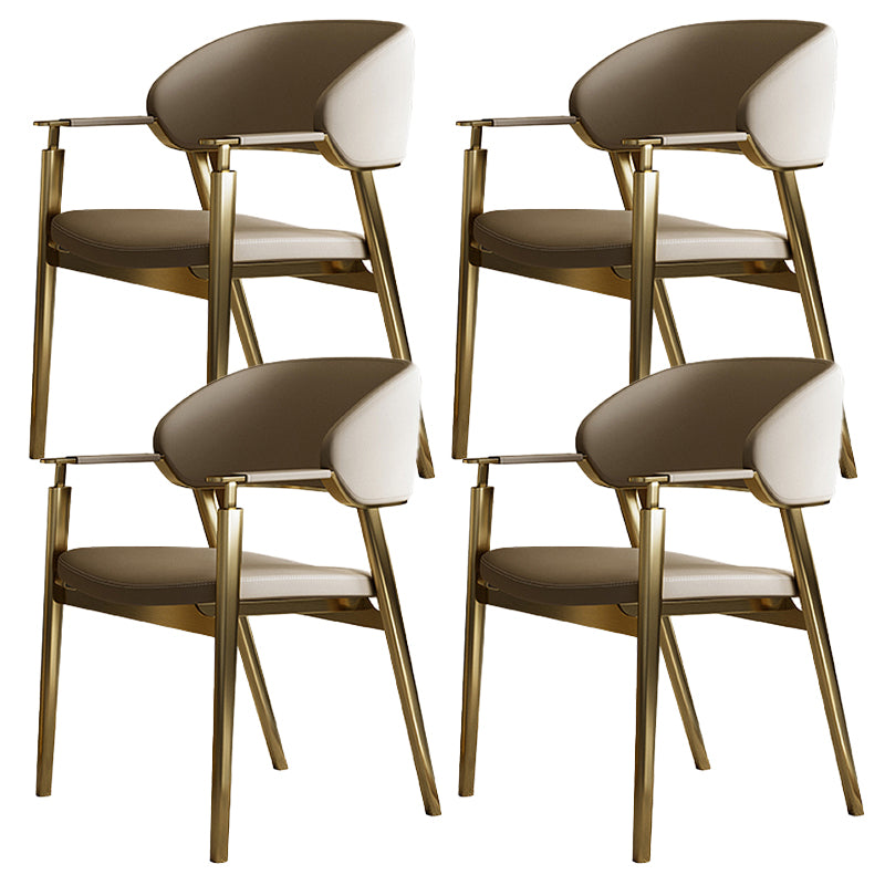 Glam Faux Leather Dining Chairs Dining Arm Chair with Upholstered