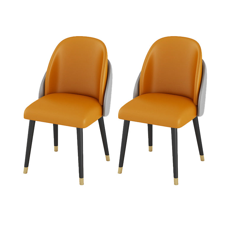 Faux Leather Dining Chair Glam Style Parsons Armless Chair Set