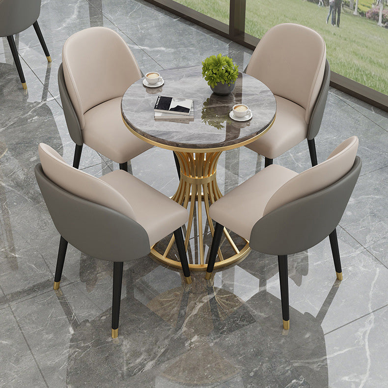 Faux Leather Dining Chair Glam Style Parsons Armless Chair Set