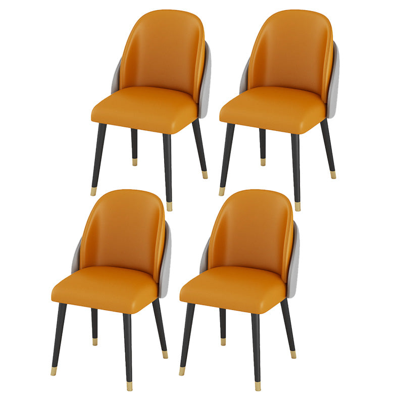 Faux Leather Dining Chair Glam Style Parsons Armless Chair Set