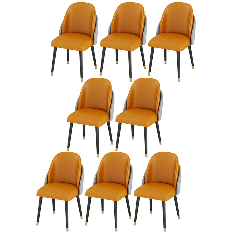 Faux Leather Dining Chair Glam Style Parsons Armless Chair Set