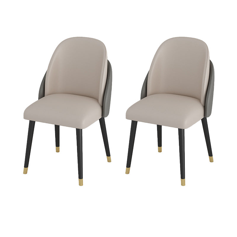 Faux Leather Dining Chair Glam Style Parsons Armless Chair Set