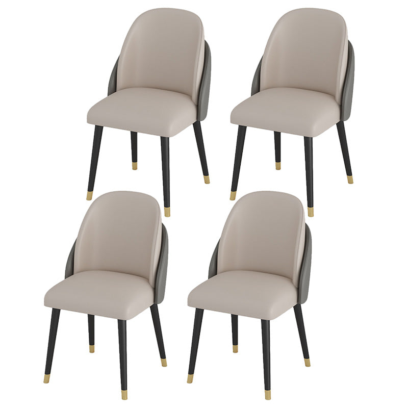 Faux Leather Dining Chair Glam Style Parsons Armless Chair Set