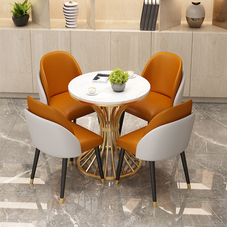 Faux Leather Dining Chair Glam Style Parsons Armless Chair Set