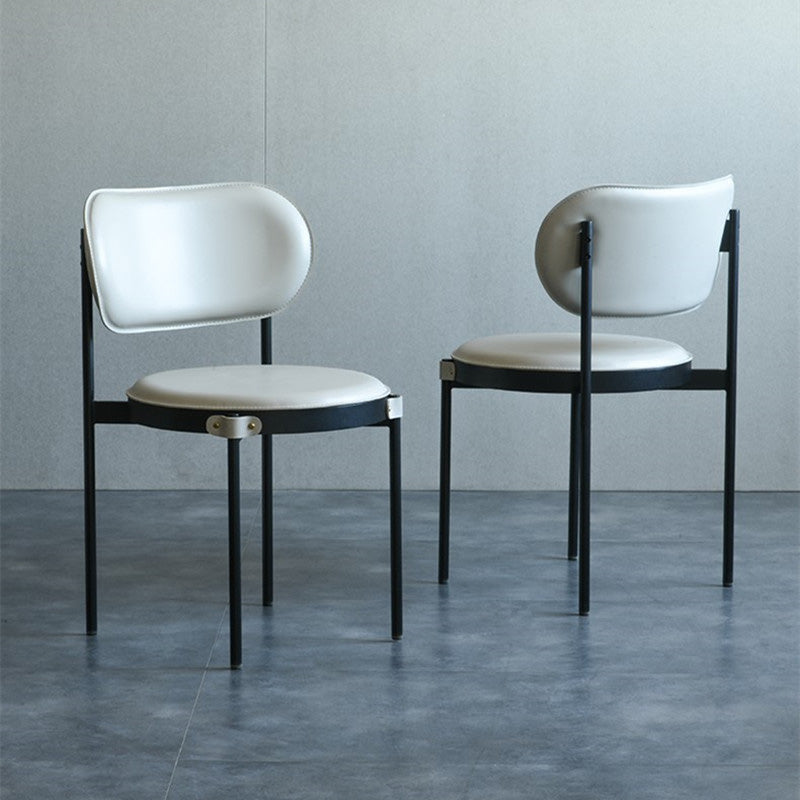 Industrial Open Back Dining Chair Black Legs Dining Side Chair