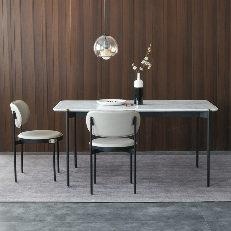 Industrial Open Back Dining Chair Black Legs Dining Side Chair