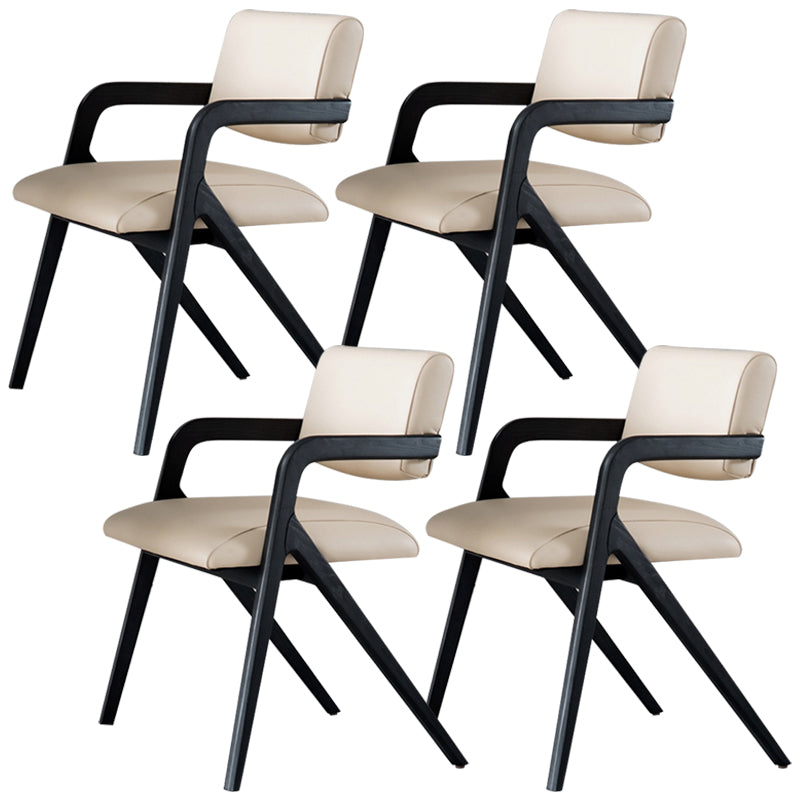 Modern Upholstered Arm Chair Home Black Legs Solid Wood Dining Chair