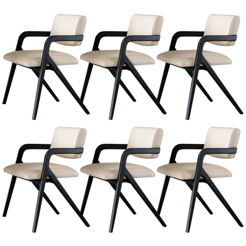 Modern Upholstered Arm Chair Home Black Legs Solid Wood Dining Chair
