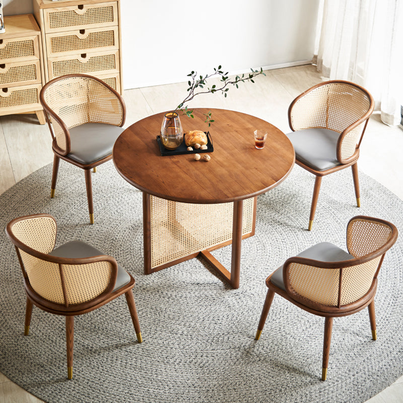 Contemporary Cane Back Dining Chair Home Solid Wood Dining Arm Chair