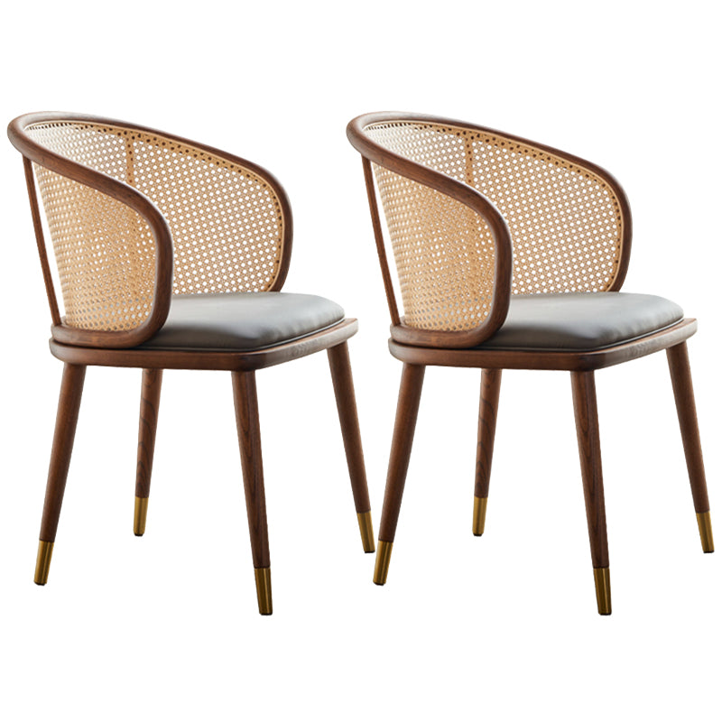 Contemporary Cane Back Dining Chair Home Solid Wood Dining Arm Chair