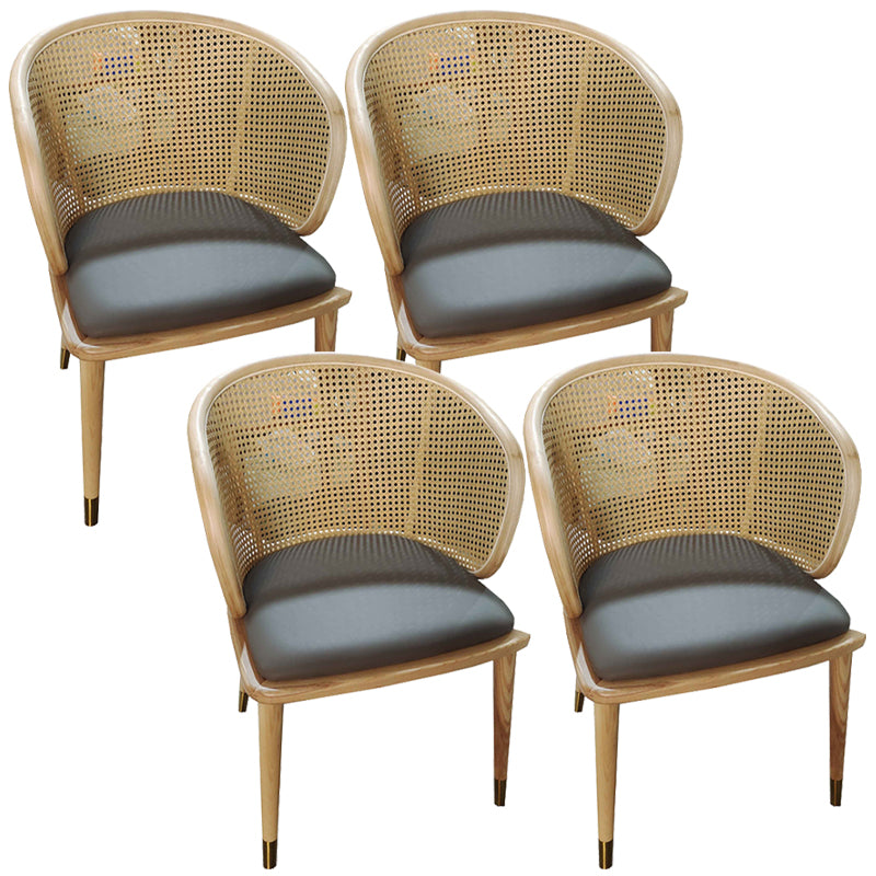 Contemporary Cane Back Dining Chair Home Solid Wood Dining Arm Chair