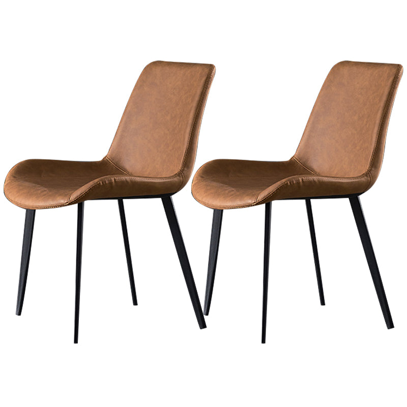 PU Leather Dining Chairs Industrial Style Parsons Armless Chair