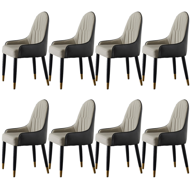 Faux Leather Dining Chairs Nordic Style Parsons Armless Chair