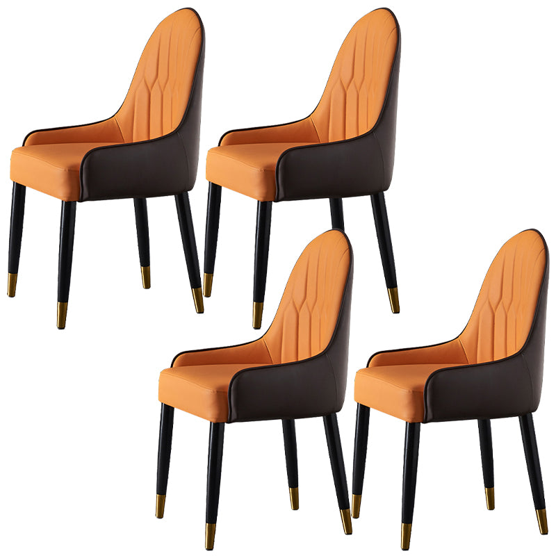 Faux Leather Dining Chairs Nordic Style Parsons Armless Chair