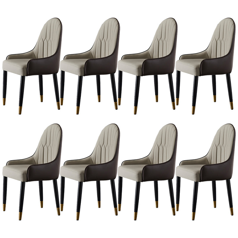 Faux Leather Dining Chairs Nordic Style Parsons Armless Chair