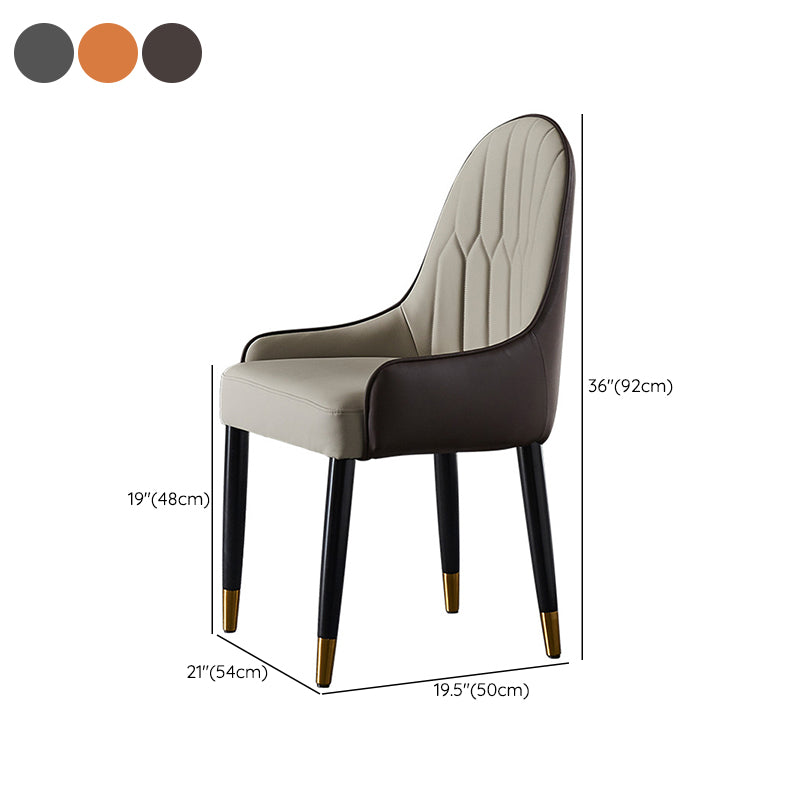Faux Leather Dining Chairs Nordic Style Parsons Armless Chair