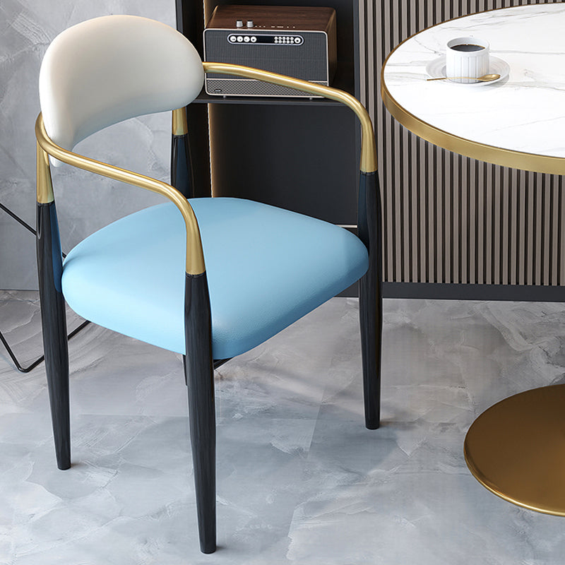 Contemporary Upholstered Arm Chair Home Metal Legs Dining Chair