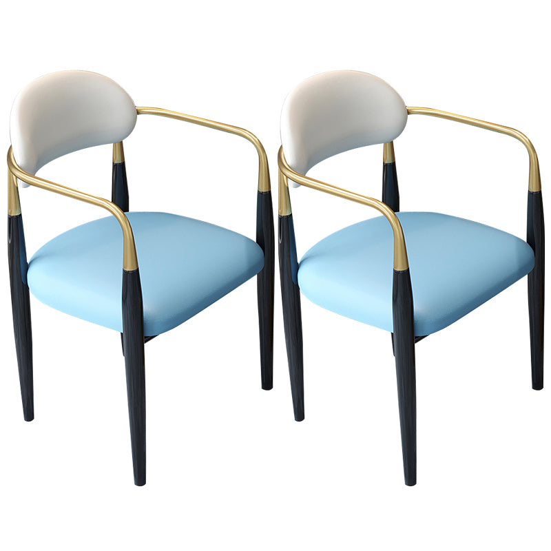Contemporary Upholstered Arm Chair Home Metal Legs Dining Chair