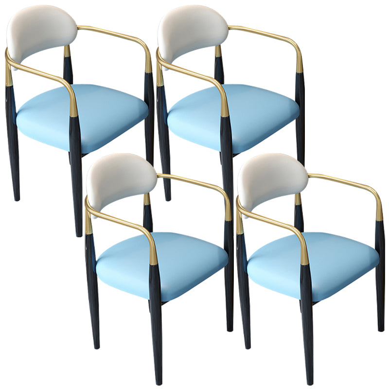 Contemporary Upholstered Arm Chair Home Metal Legs Dining Chair