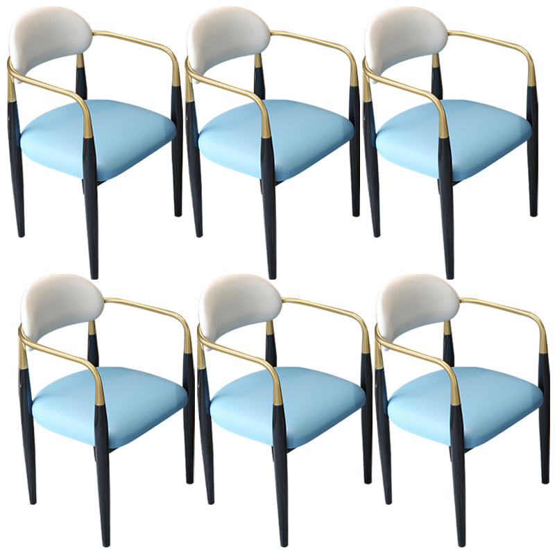 Contemporary Upholstered Arm Chair Home Metal Legs Dining Chair
