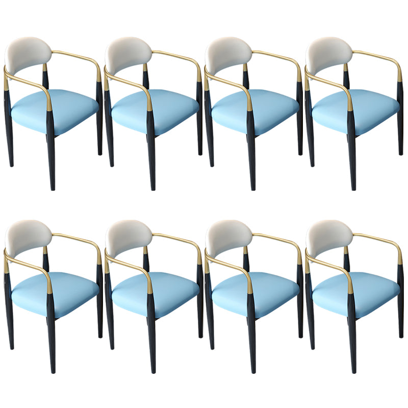 Contemporary Upholstered Arm Chair Home Metal Legs Dining Chair