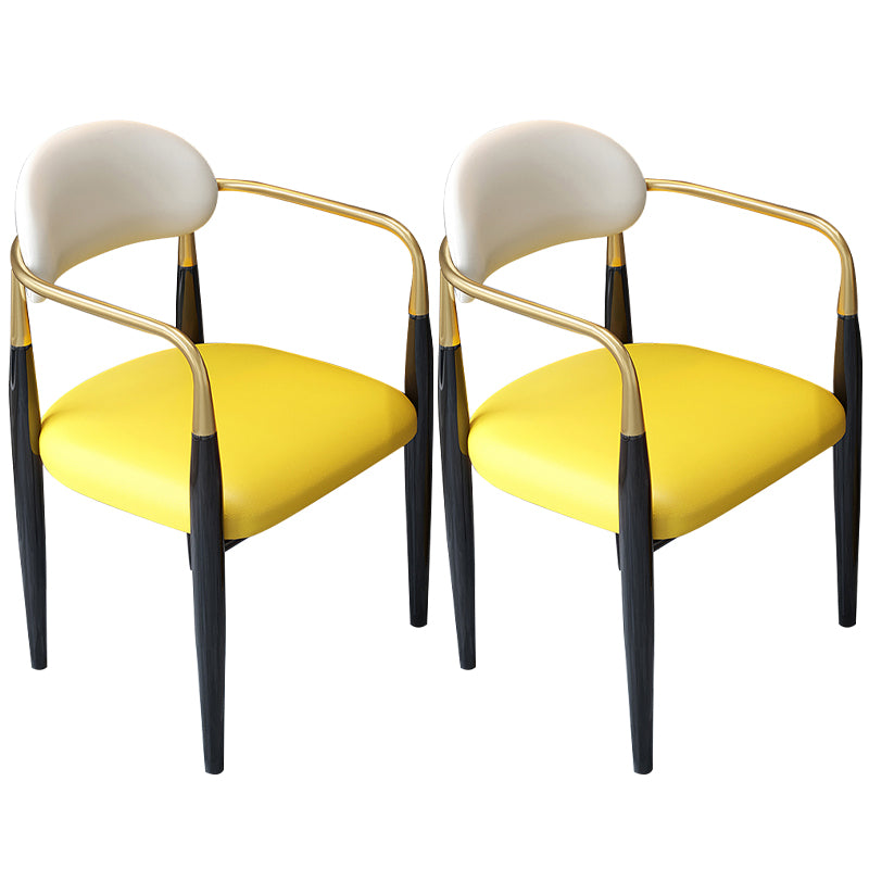 Contemporary Upholstered Arm Chair Home Metal Legs Dining Chair