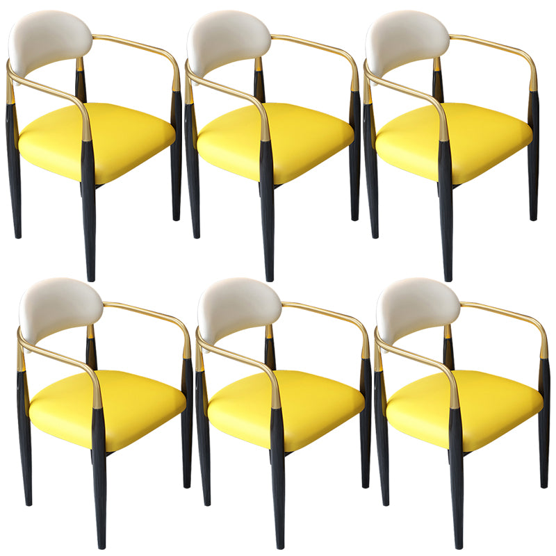Contemporary Upholstered Arm Chair Home Metal Legs Dining Chair